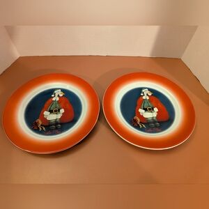 Vintage 1998 Will Bullas Christmas Santa O'Claus Goose Natural Wonders Plates 8"
